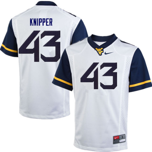 NCAA Men's Jackson Knipper West Virginia Mountaineers White #43 Nike Stitched Football College Authentic Jersey KY23M60BC